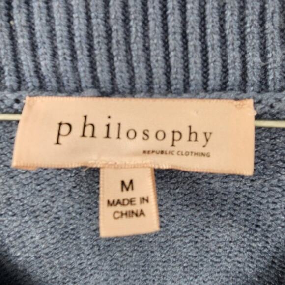 PHILOSOPHY Blue V-Neck Sweater Womens Size Medium M - Picture 4 of 6